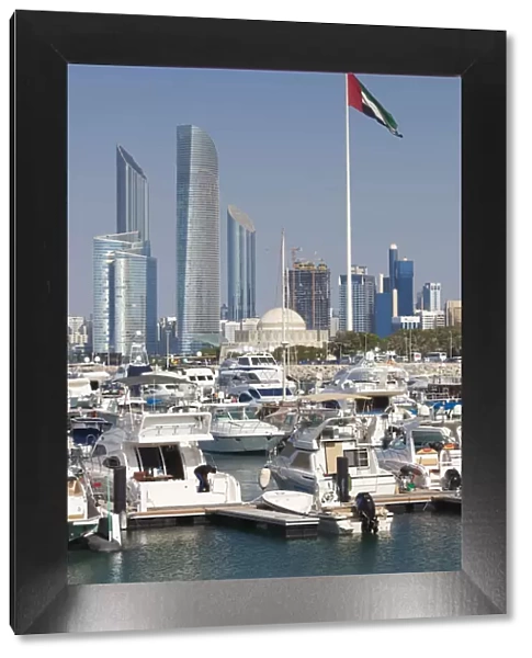 UAE, Abu Dhabi, city skyline along the Corniche