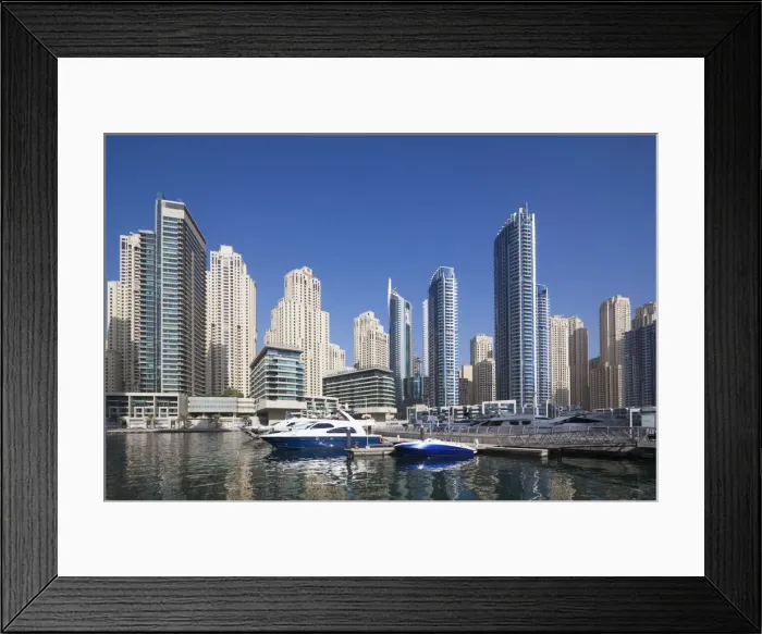 Framed Print : UAE, Dubai, Dubai Marina, high rise buildings