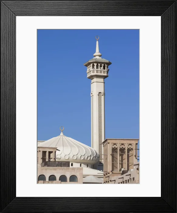 Framed Print : UAE, Dubai, Bur Dubai, mosque at The Rulers Court Framed Print : UAE, Dubai, Bur Dubai, mosque at The Rulers Court