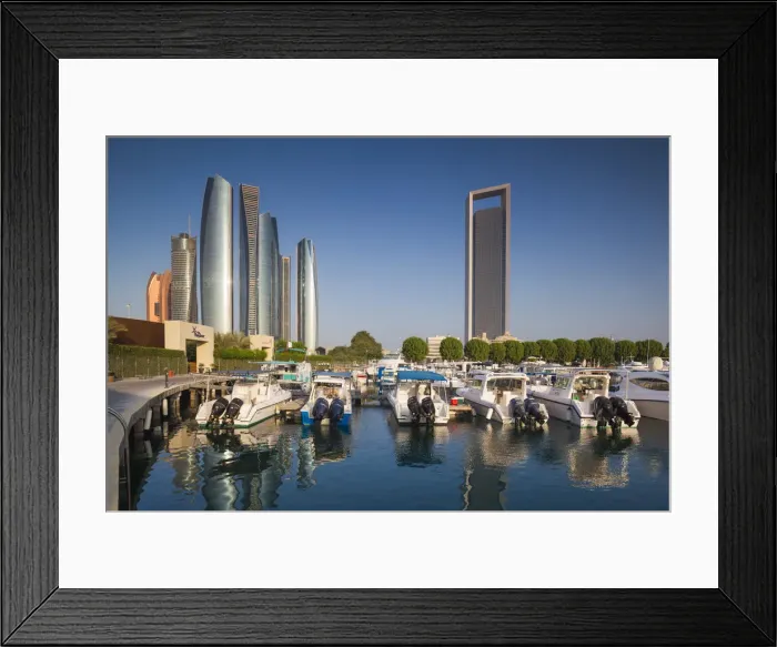 Framed Print : UAE, Abu Dhabi, Etihad Towers and ADNOC Tower Framed Print : UAE, Abu Dhabi, Etihad Towers and ADNOC Tower