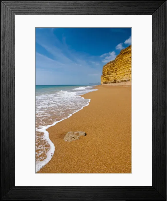 Framed Print : UK, Dorset, Jurassic Coast, Burton Bradstock, Hive Beach and Cliffs