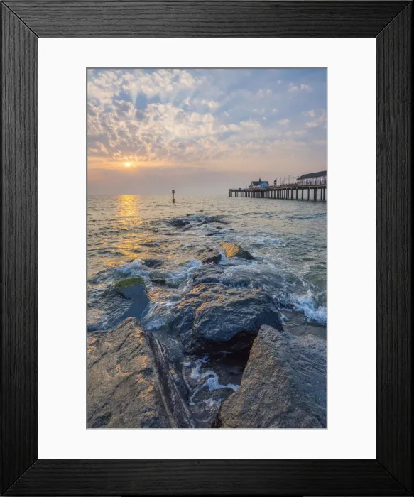 Framed Print : UK, England, Suffolk, Southwold, Southwold Pier at dawn Framed Print : UK, England, Suffolk, Southwold, Southwold Pier at dawn