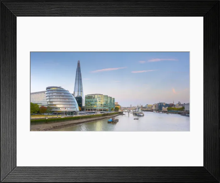 Framed Print : UK, England, London, Southwark, The Shard and City Hall by River Thames Framed Print : UK, England, London, Southwark, The Shard and City Hall by River Thames