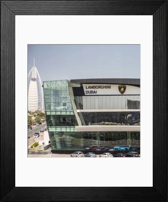 Framed Print : Lamborghini showroom, Jumeirah, Dubai, United Arab Emirates Framed Print : Lamborghini showroom, Jumeirah, Dubai, United Arab Emirates