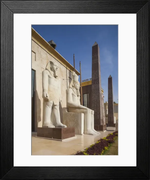 Framed Print : UAE, Dubai, Dubai Creek Area, Wafi City, Egyptian-themed development, Egyptian statues