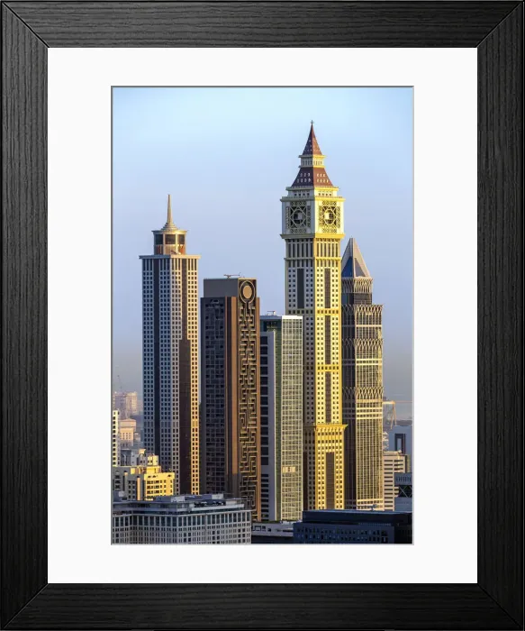 Framed Print : United Arab Emirates, Dubai, Sheikh Zayed Rd, traffic and new high rise buildings