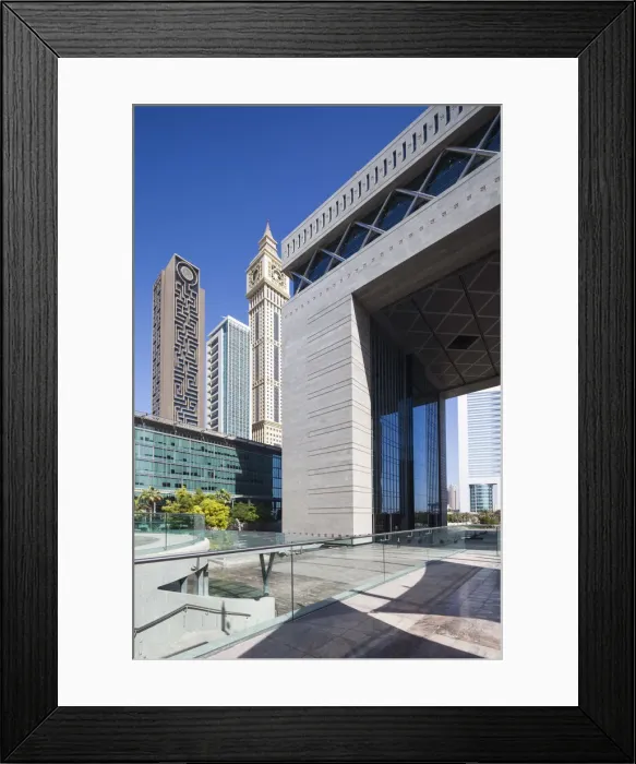 Framed Print : UAE, Dubai, Dubai Financial Center, Dubai Gate