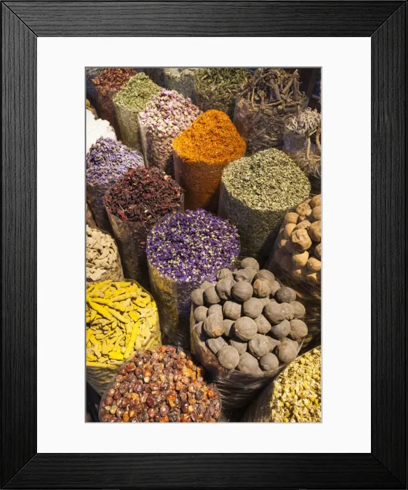 Framed Print : UAE, Dubai, Deira, Spice Souk, Arabic spices Framed Print : UAE, Dubai, Deira, Spice Souk, Arabic spices