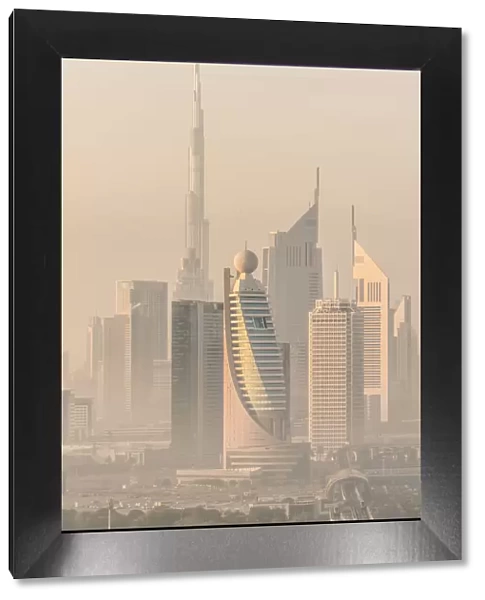 Early morning view of downtown Dubai skyline, United Arab Emirates, U. A. E