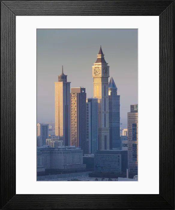 Framed Print : UAE, Dubai, Downtown Dubai, elevated view of skyscrapers on Sheikh Zayed Road Framed Print : UAE, Dubai, Downtown Dubai, elevated view of skyscrapers on Sheikh Zayed Road