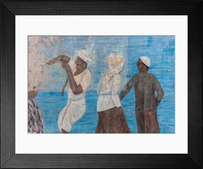 Framed Print : UAE, Dubai, Deira, Dubai Fish Market, fishermen murals