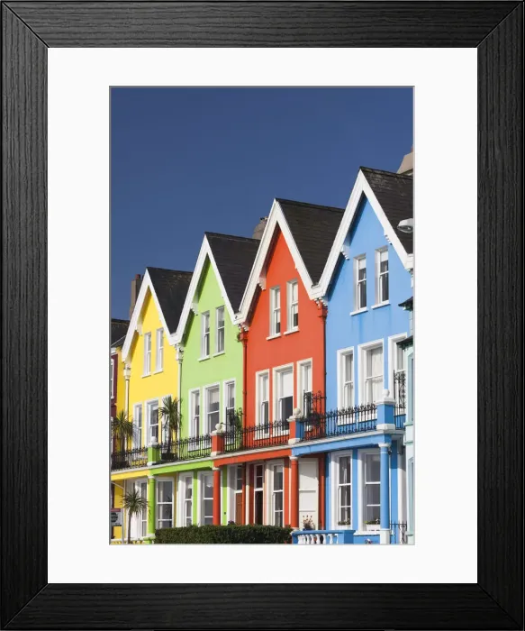 Framed Print : UK, Northern Ireland, County Antrim, Whitehead, colorful houses Framed Print : UK, Northern Ireland, County Antrim, Whitehead, colorful houses