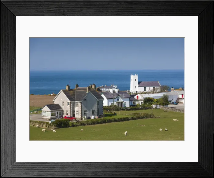 Framed Print : UK, Northern Ireland, County Antrim, Ballintoy, elevated town view