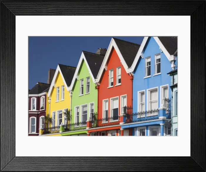 Framed Print : UK, Northern Ireland, County Antrim, Whitehead, colorful houses Framed Print : UK, Northern Ireland, County Antrim, Whitehead, colorful houses