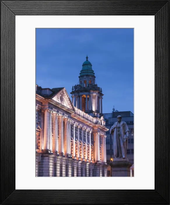 Framed Print : UK, Northern Ireland, Belfast, Belfast City Hall, exterior, dusk Framed Print : UK, Northern Ireland, Belfast, Belfast City Hall, exterior, dusk