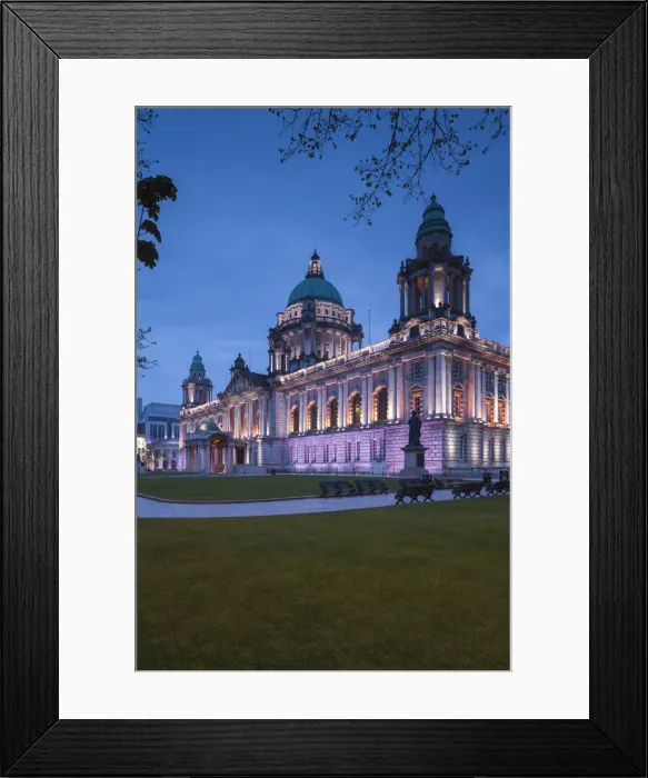 Framed Print : UK, Northern Ireland, Belfast, Belfast City Hall, exterior, dusk Framed Print : UK, Northern Ireland, Belfast, Belfast City Hall, exterior, dusk