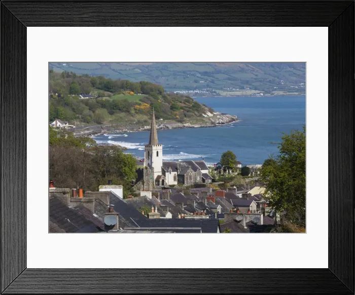 Framed Print : UK, Northern Ireland, County Antrim, Glenarm, elevated village view Framed Print : UK, Northern Ireland, County Antrim, Glenarm, elevated village view
