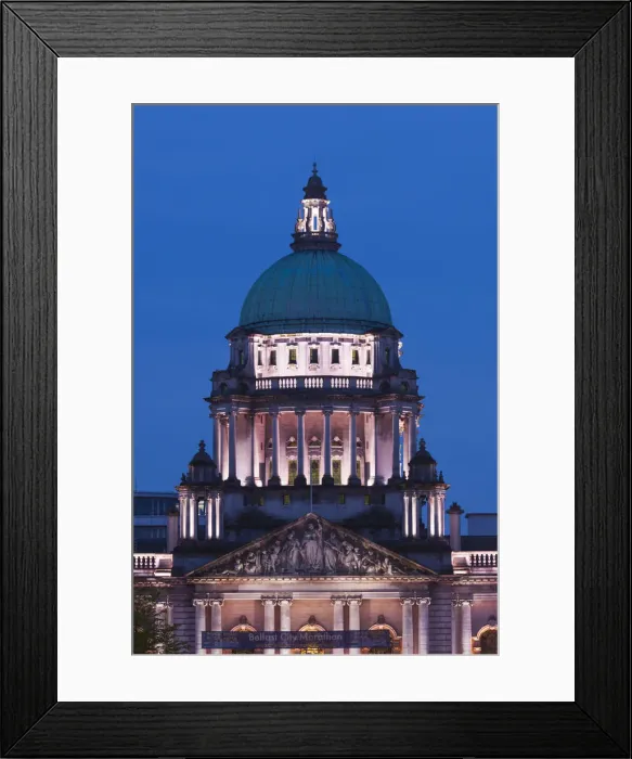 Framed Print : UK, Northern Ireland, Belfast, Belfast City Hall, exterior, dusk Framed Print : UK, Northern Ireland, Belfast, Belfast City Hall, exterior, dusk