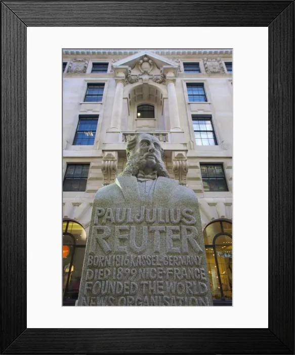 Framed Print : Statue of Paul Reuter founder of Reuters, London, England, UK