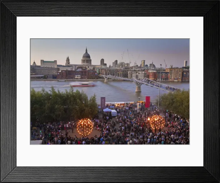 Framed Print : England, London, Thames Festival, Firegarden in front of Tate Modern looking towards Framed Print : England, London, Thames Festival, Firegarden in front of Tate Modern looking towards