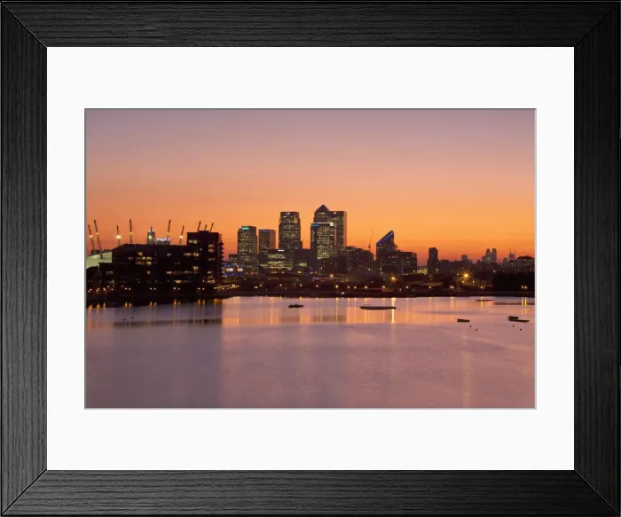 Framed Print : England, London, Newham, Royal Victoria Docks, O2 Arena and Canary Wharf buildings Framed Print : England, London, Newham, Royal Victoria Docks, O2 Arena and Canary Wharf buildings