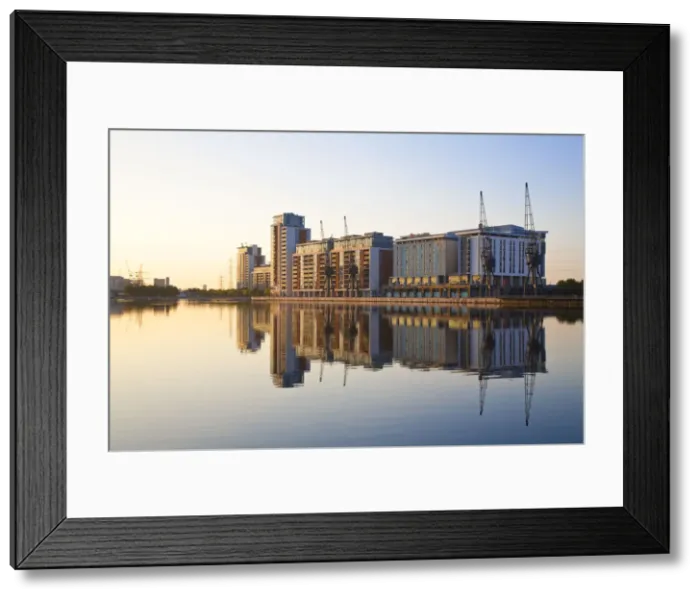 Framed Print : England, London, Hotels and appartment buildings reflecting in Royal Victoria Docks Framed Print : England, London, Hotels and appartment buildings reflecting in Royal Victoria Docks