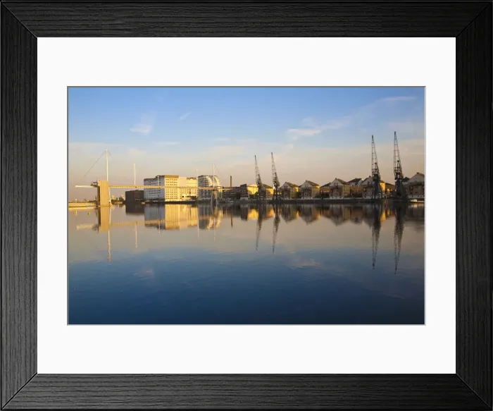 Framed Print : England, London, Royal Victoria Docks, Looking towards Royal Victoria Dock Bridge Framed Print : England, London, Royal Victoria Docks, Looking towards Royal Victoria Dock Bridge