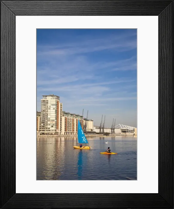 Framed Print : England, London, Royal Victoria Docks, Sailing and canoeing Framed Print : England, London, Royal Victoria Docks, Sailing and canoeing