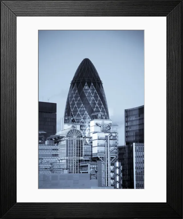 Framed Print : Swiss Re & Lloyds of London, City of London, London, England Framed Print : Swiss Re & Lloyds of London, City of London, London, England