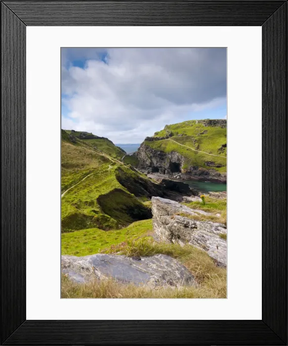 Framed Print : UK, England, Cornwall, Tintagel Castle from South West Coastal Path