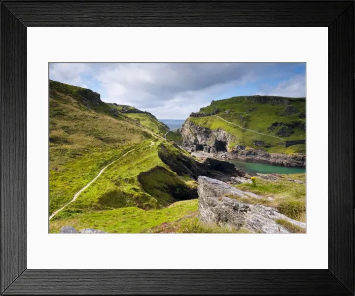 Framed Print : UK, England, Cornwall, Tintagel Castle from South West Coastal Path