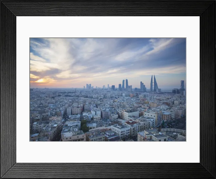 Framed Print : Bahrain, Manama, View of city skyline Framed Print : Bahrain, Manama, View of city skyline
