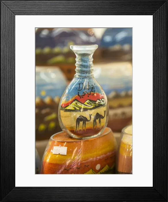 Framed Print : Sand art in a bottle, Dubai, United Arab Emirates Framed Print : Sand art in a bottle, Dubai, United Arab Emirates