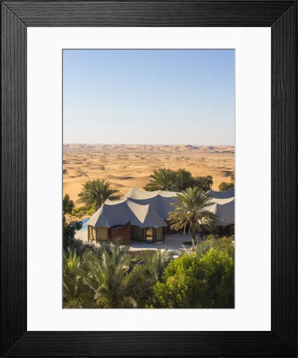 Framed Print : United Arab Emirates, Abu Dhabi, Al Ain, Remah Desert, Luxury villas at Telal Resort Framed Print : United Arab Emirates, Abu Dhabi, Al Ain, Remah Desert, Luxury villas at Telal Resort