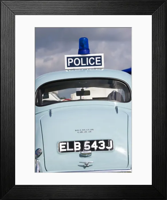 Framed Print : Classic Morris Minor Police Car, N. Devon Show, N. Devon, UK