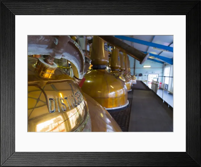 Framed Print : UK, Scotland, Argyll and Bute, Islay, Laphroaig Whisky Distillery, Copper Pot Stills