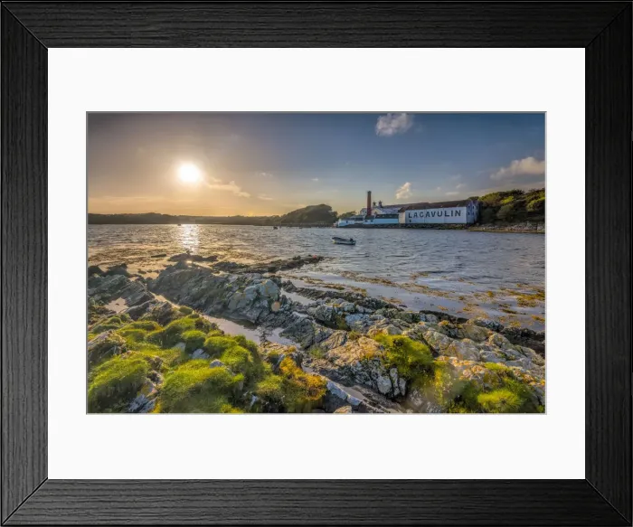 Framed Print : UK, Scotland, Argyll and Bute, Islay, Lagavulin Bay, Lagavulin Whisky Distillery