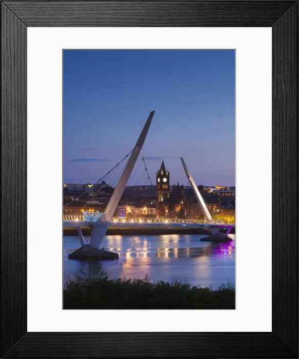 Framed Print : UK, Northern Ireland, County Londonderry, Derry, The Peace Bridge over the River Foyle Framed Print : UK, Northern Ireland, County Londonderry, Derry, The Peace Bridge over the River Foyle