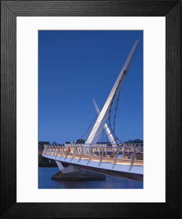 Framed Print : UK, Northern Ireland, County Londonderry, Derry, The Peace Bridge over the River Foyle Framed Print : UK, Northern Ireland, County Londonderry, Derry, The Peace Bridge over the River Foyle