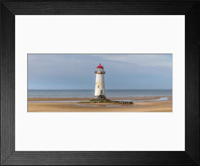 Framed Print : UK, Wales, Flintshire, Talacre, Point of Ayr, Talacre Beach, Point of Ayr Lighthouse