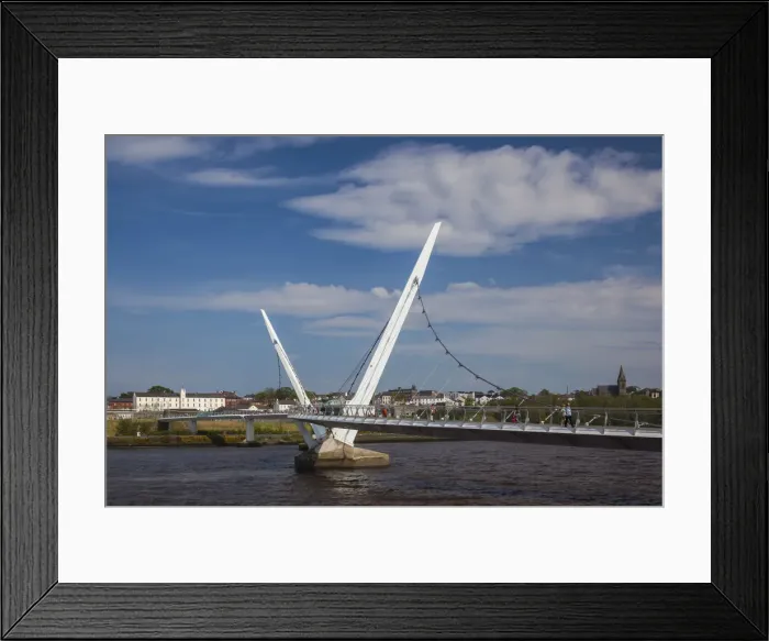 Framed Print : UK, Northern Ireland, County Londonderry, Derry, The Peace Bridge over the River Foyle Framed Print : UK, Northern Ireland, County Londonderry, Derry, The Peace Bridge over the River Foyle