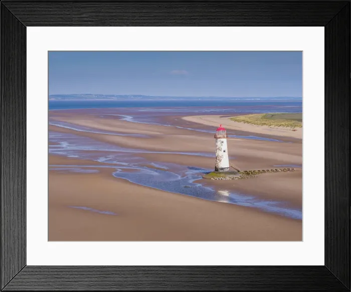Framed Print : UK, Wales, Flintshire, Talacre, Point of Ayr, Talacre Beach, Point of Ayr Lighthouse