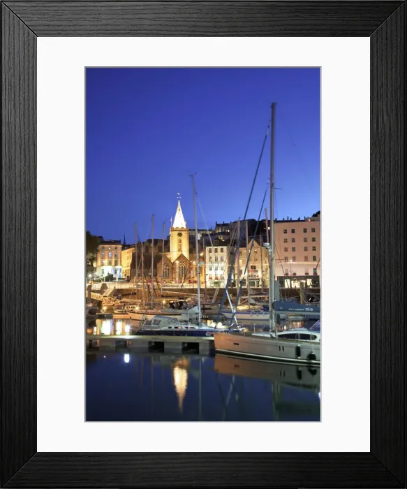Framed Print : St. Peter Port Harbour At Night, Guernsey, Channel Islands Framed Print : St. Peter Port Harbour At Night, Guernsey, Channel Islands