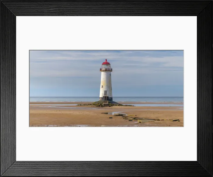 Framed Print : UK, Wales, Flintshire, Talacre, Point of Ayr, Talacre Beach, Point of Ayr Lighthouse