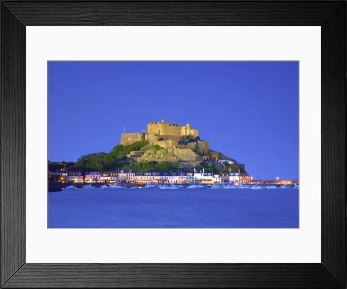 Framed Print : Mont Orgueil Castle and Gorey Harbour at Dusk, Gorey, Jersey, Channel Islands Framed Print : Mont Orgueil Castle and Gorey Harbour at Dusk, Gorey, Jersey, Channel Islands