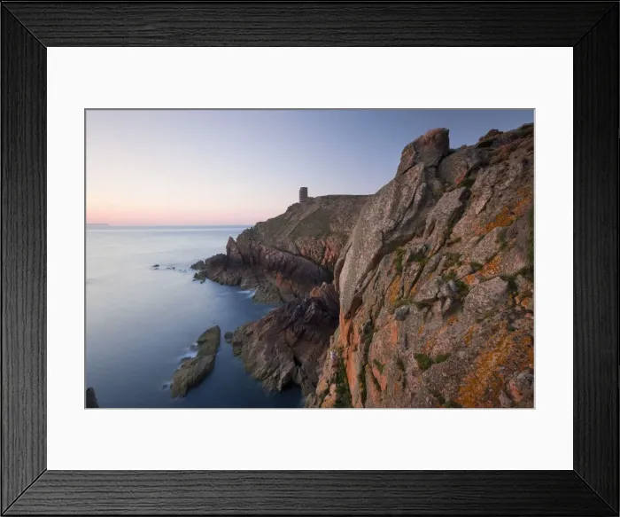 Framed Print : WWII German Observation tower and the rocky northwest coastline of Jersey, Channel Framed Print : WWII German Observation tower and the rocky northwest coastline of Jersey, Channel