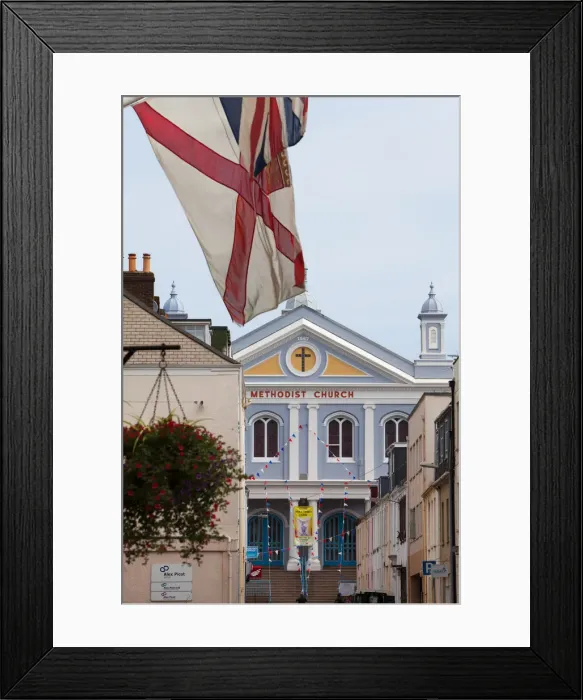 Framed Print : Halkett Place & Methodist Church, St Helier, Channel Islands, UK Framed Print : Halkett Place & Methodist Church, St Helier, Channel Islands, UK