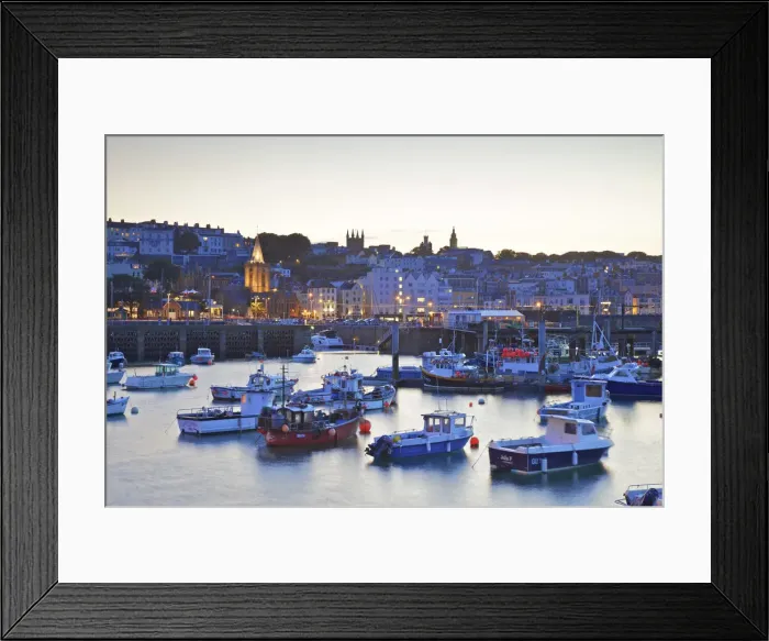 Framed Print : St. Peter Port Harbour At Night, Guernsey, Channel Islands Framed Print : St. Peter Port Harbour At Night, Guernsey, Channel Islands