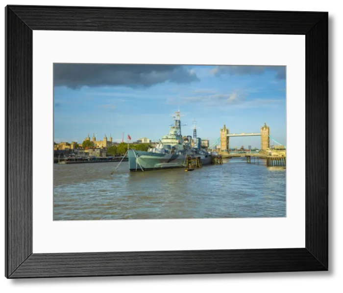 Framed Print : HMS Belfast & Tower Bridge, London, England, UK