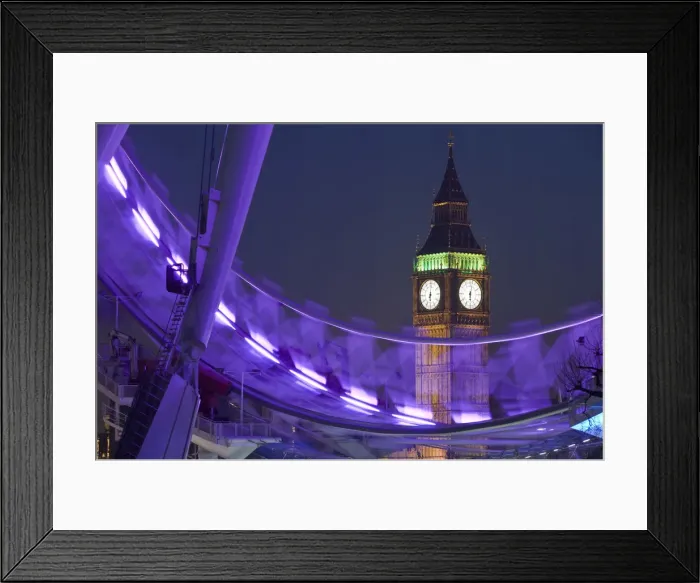 Framed Print : London Eye and Big Ben, South bank, London, England Framed Print : London Eye and Big Ben, South bank, London, England